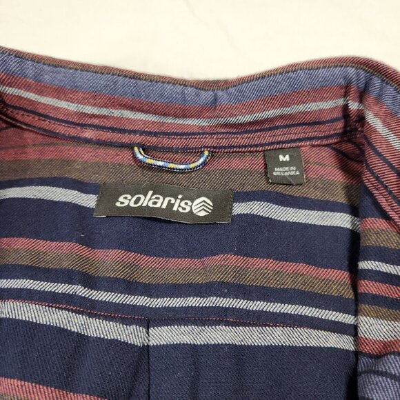 Solaris Men's  Shirt Size  M Button Up Cotton Long Sleeve Striped Blue (38) - Picture 6 of 12
